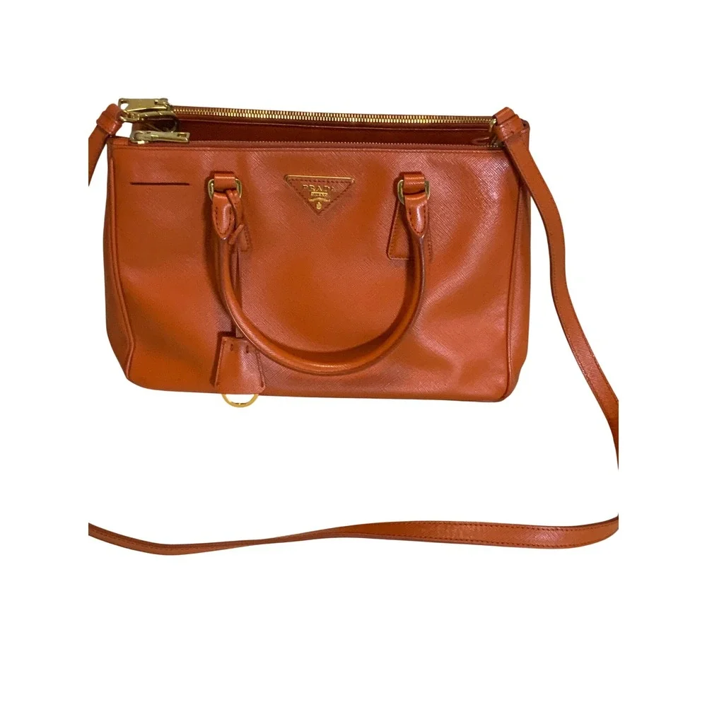 Prada Galleria Saffiano Leather Handbag Orange Gold Hardware Tote Bag BN1874